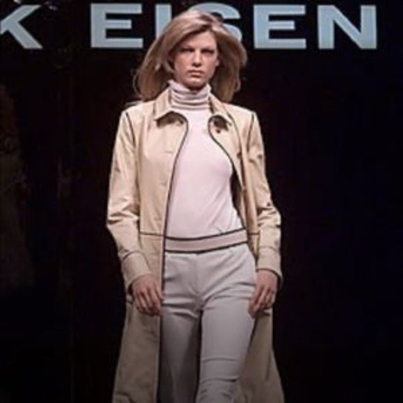 Rare vintage Mark Eisen collection brown leather coat with light tan piping - Picture 2 of 9